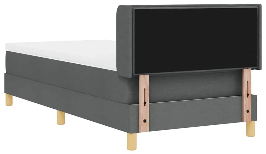 Cama Box Spring com Colchão Cinza Escuro, 90 x 190 cm, Têxtil