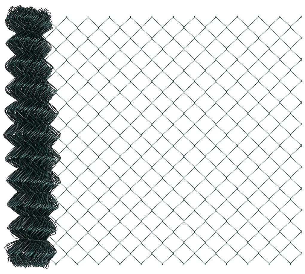 Cerca de Cadeia com 13 Postes 1.4x25 m Aço Galvanizado Verde