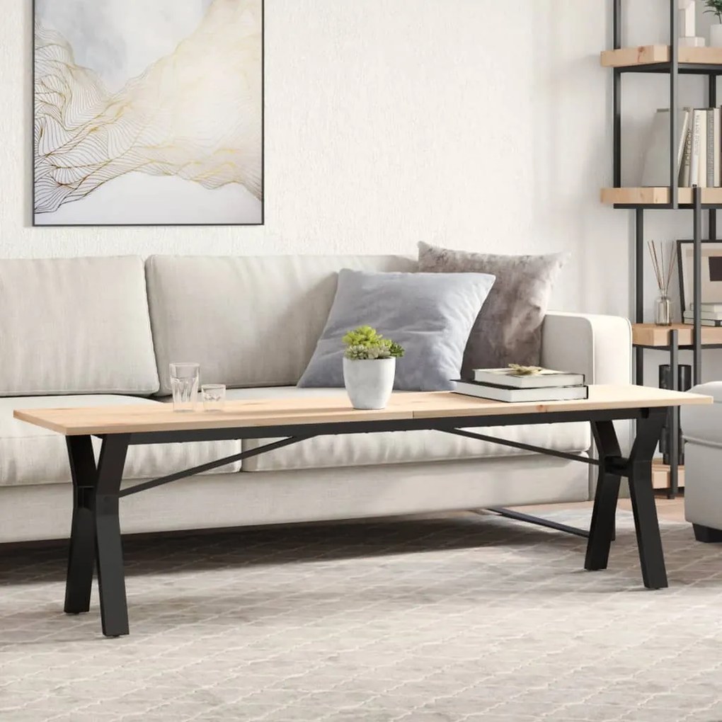 Mesa de centro estrutura em Y 160x40x45cm pinho e aço
