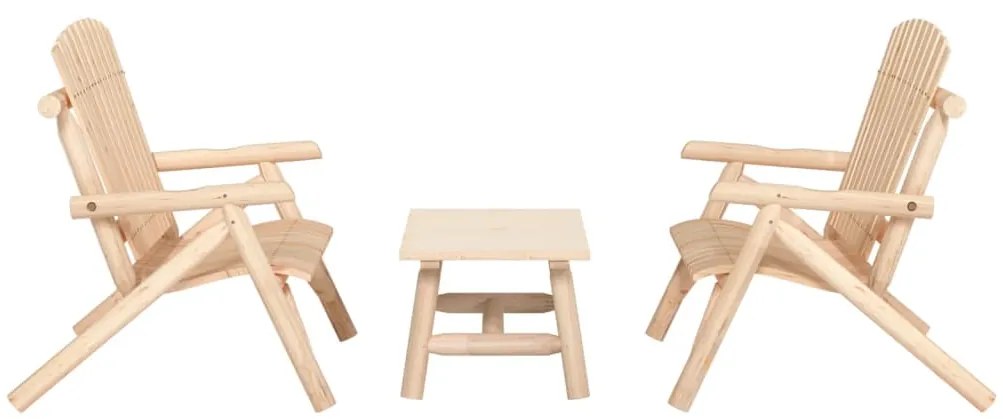 3 pcs conjunto lounge de jardim madeira de abeto maciça