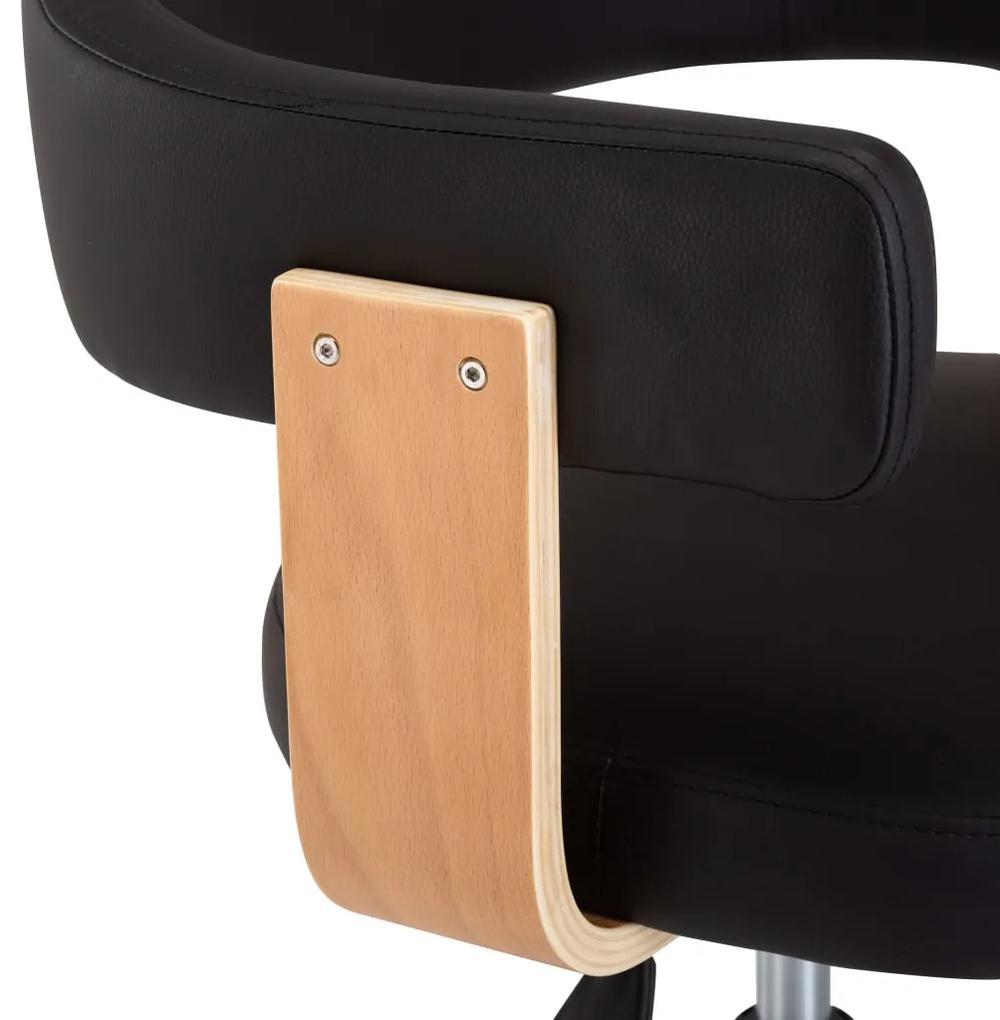 Cadeira jantar giratória madeira curvada/couro artificial preto