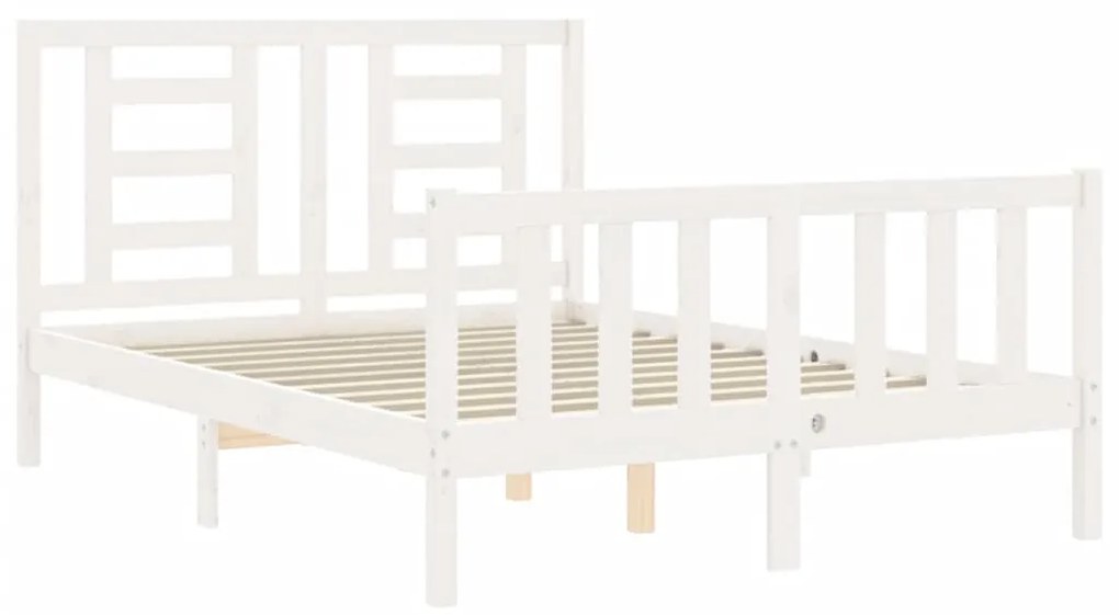 Estrutura de cama com cabeceira 140x190cm madeira maciça branco