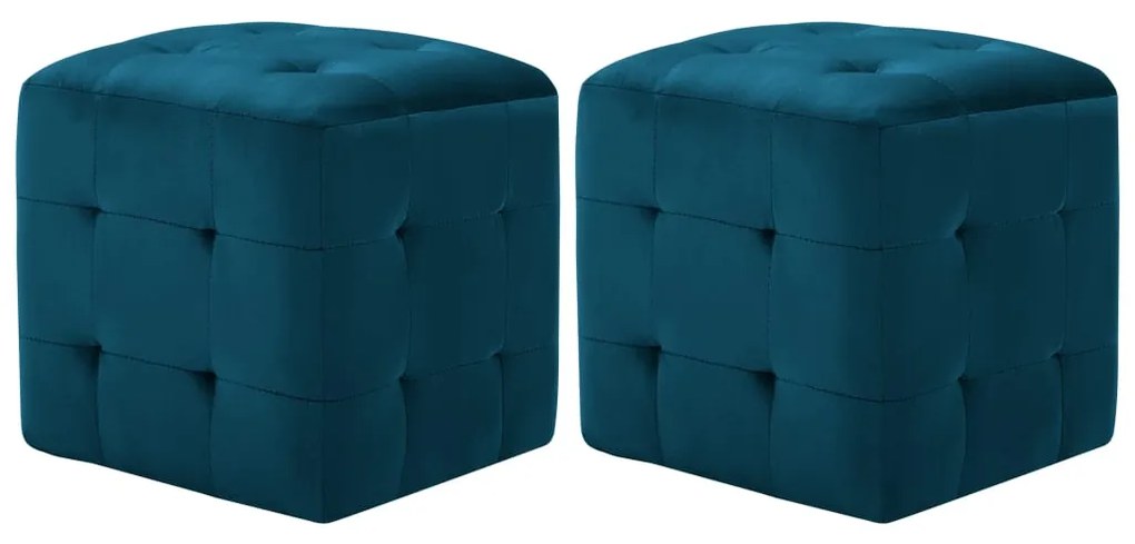 278384 vidaXL Pufe 2 pcs 30x30x30 cm veludo azul