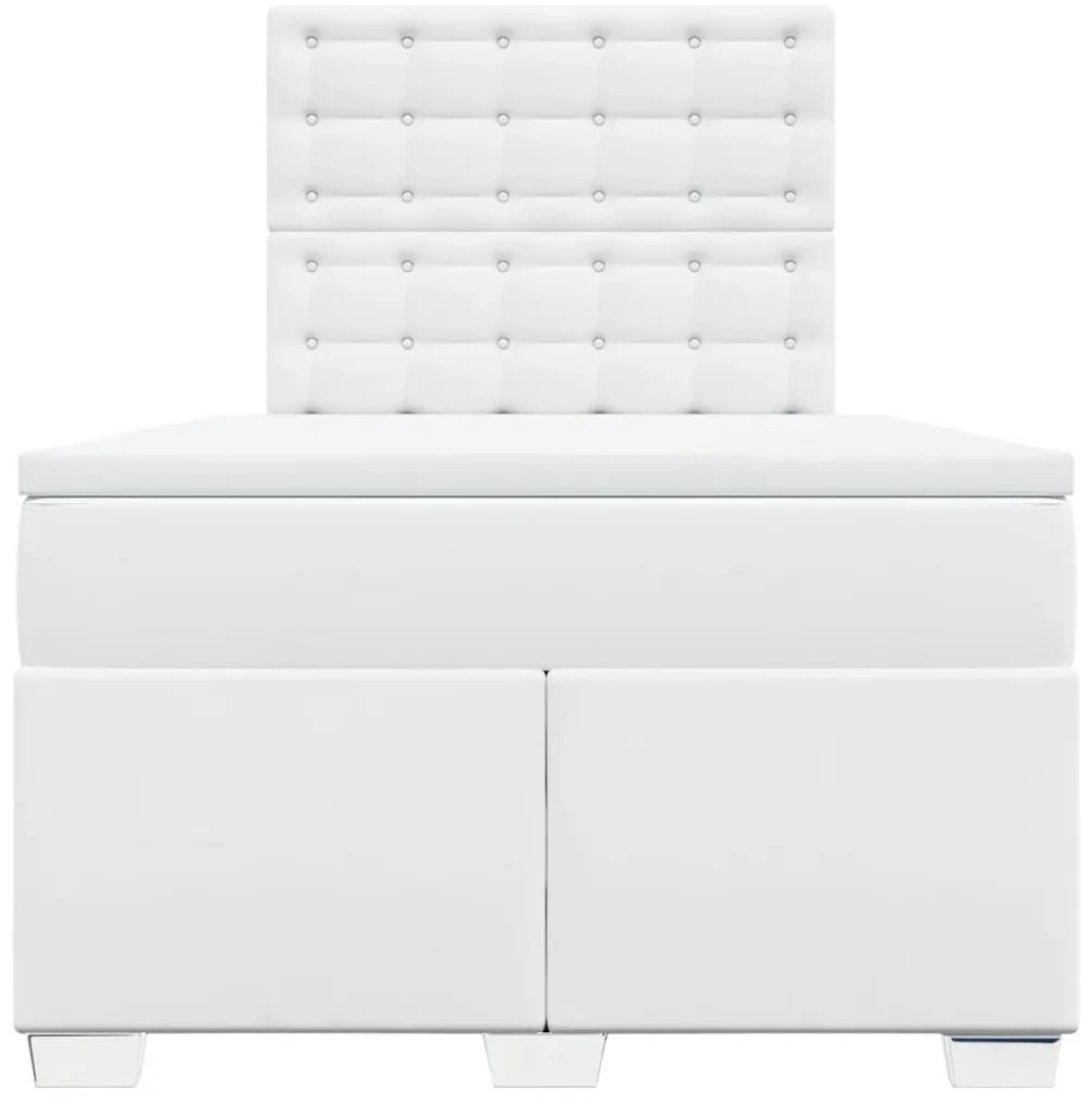 Cama boxspring com colchão 120x190 cm couro artificial branco
