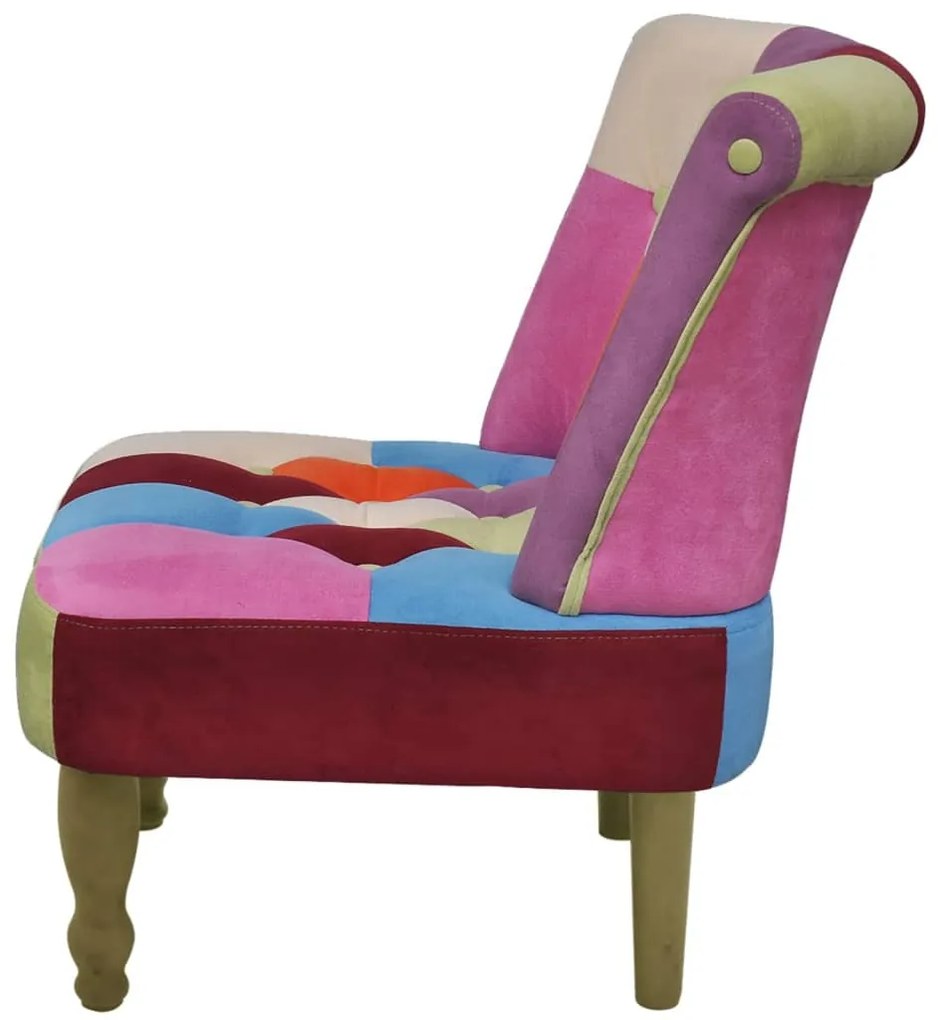 Cadeira francesa de tecido com design de retalhos