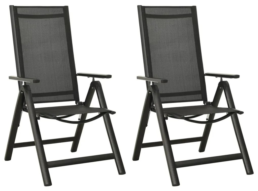 vidaXL Cadeiras de jardim dobráveis 2 pcs textilene e alumínio preto