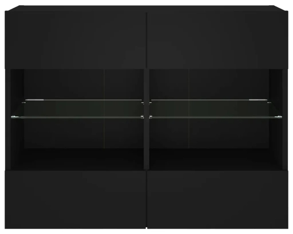 Móvel de parede para TV com luzes LED 78,5x30x60,5 cm preto