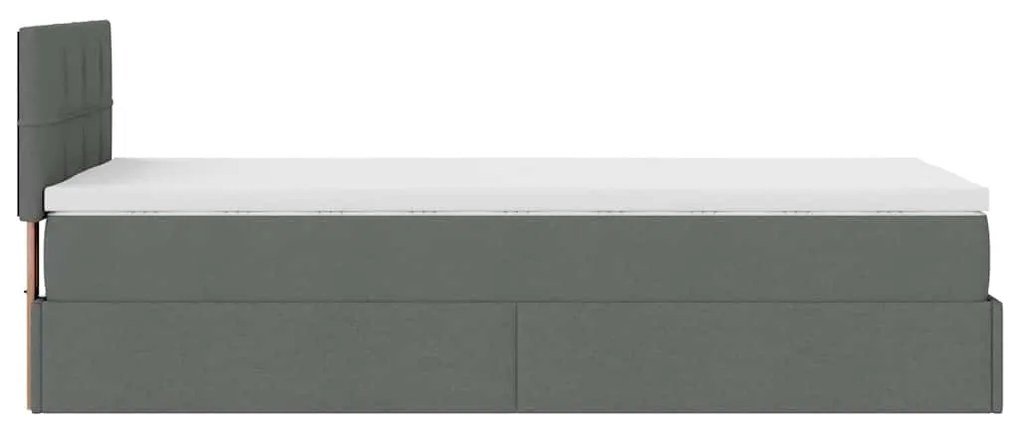 Estrutura cama otomana colchão 100x200cm tecido cinzento escuro