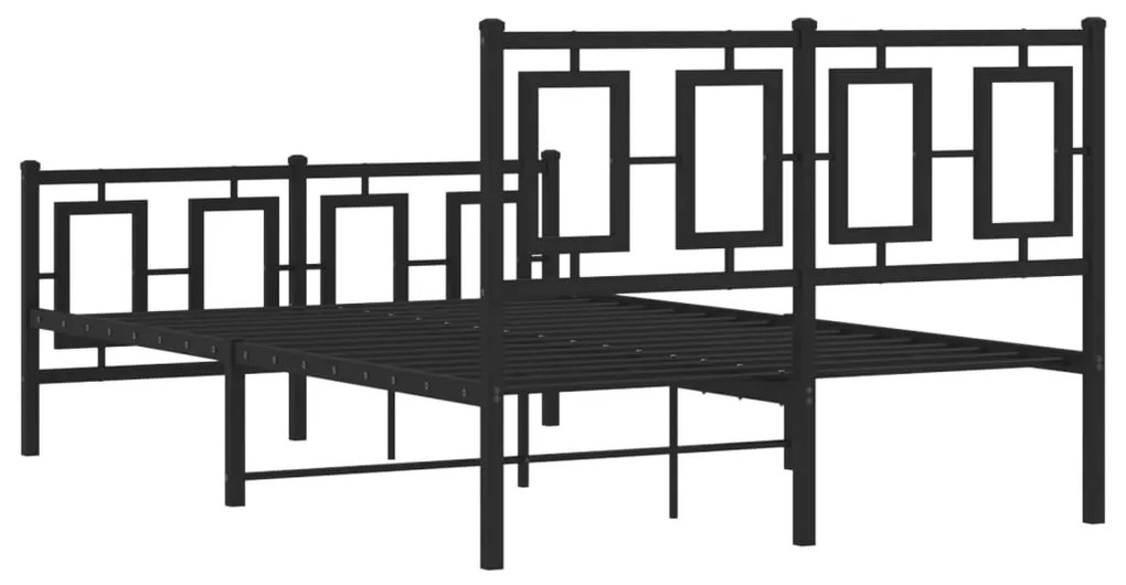 Estrutura de cama com cabeceira e pés 120x190 cm metal preto