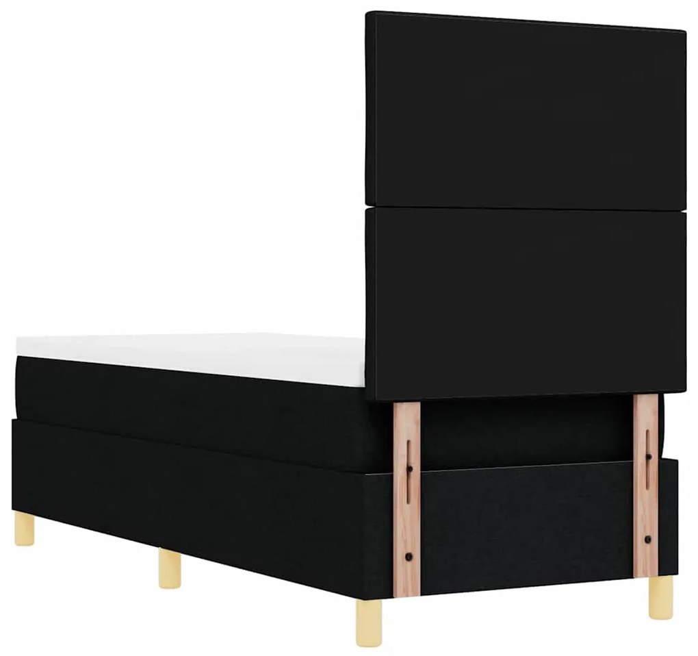 Cama Box Spring com Colchão Preta 80x200 cm Tecido