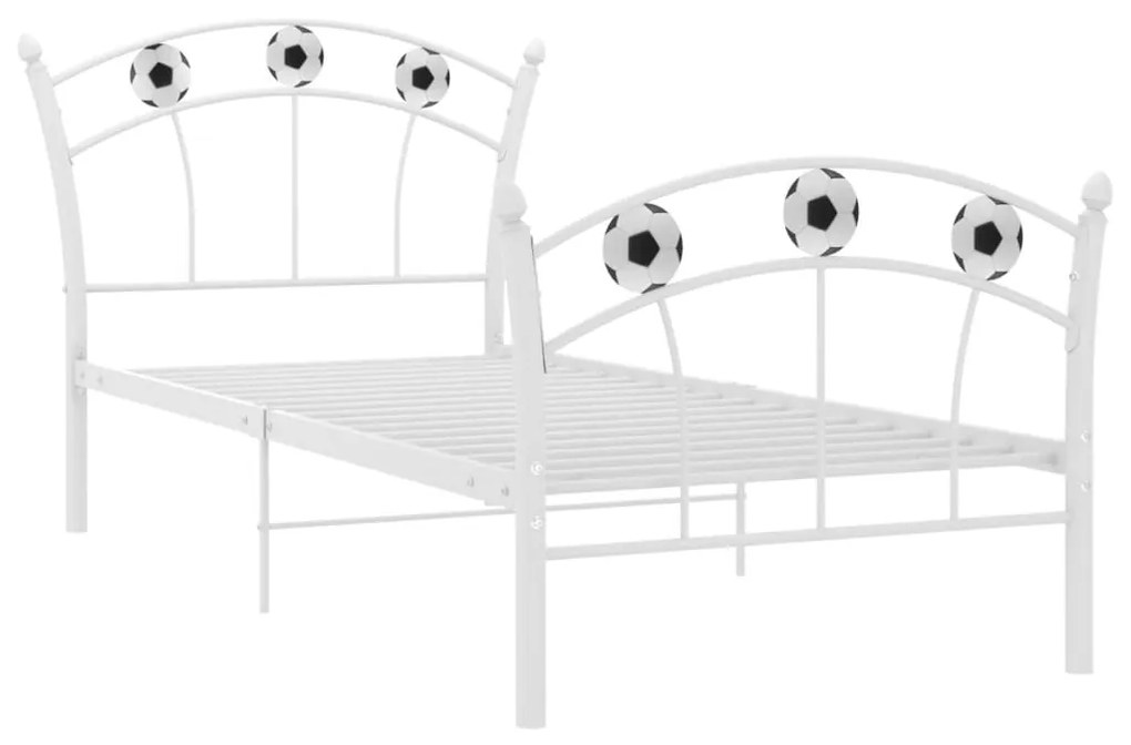 Estrutura de cama com design de futebol 90x200 cm metal branco