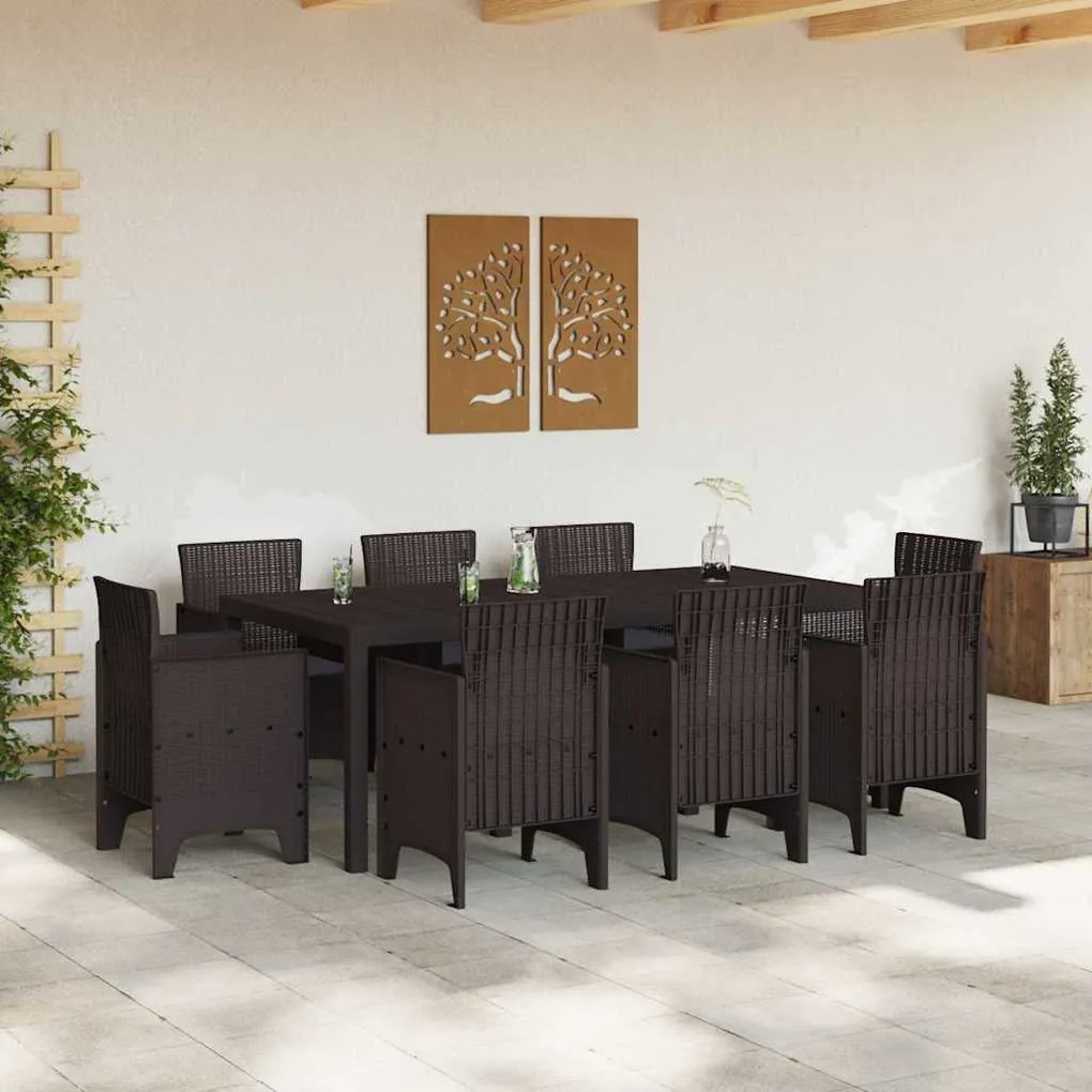 Conjunto de Jantar de Jardim 9 pcs Castanho