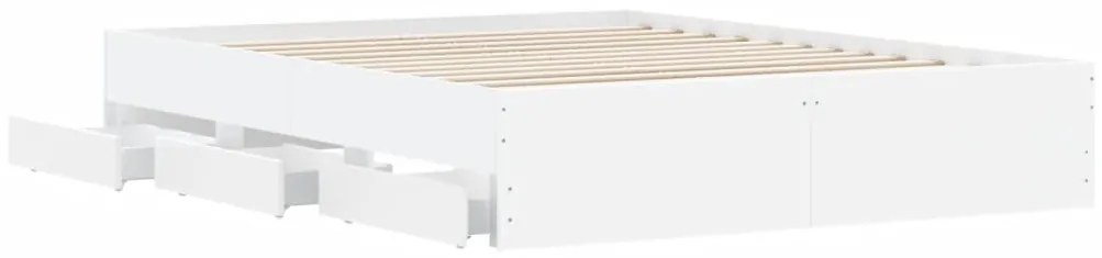 Estrutura de cama c/ gavetas 140x190cm derivados madeira branco