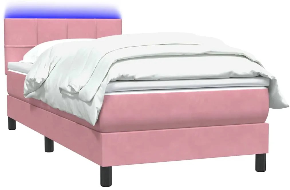 Cama com molas/colchão 100x220 cm veludo Rosa