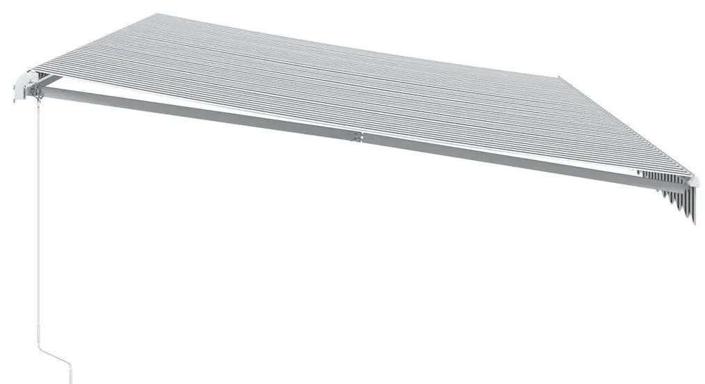 Toldo retrátil manual com LED 600x300 cm antracite/branco