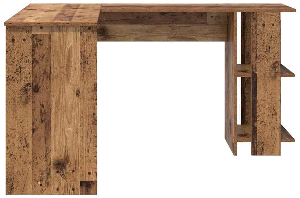 Escrivaninha de canto com armazenamento de madeira velha 140x113,5x75c