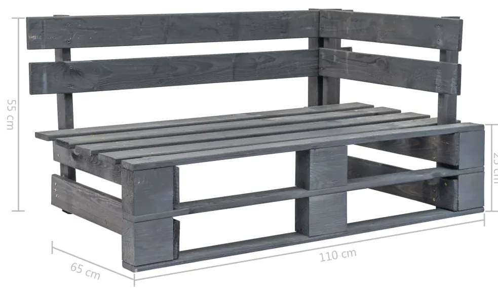 Banco de canto em paletes para jardim madeira cinzento