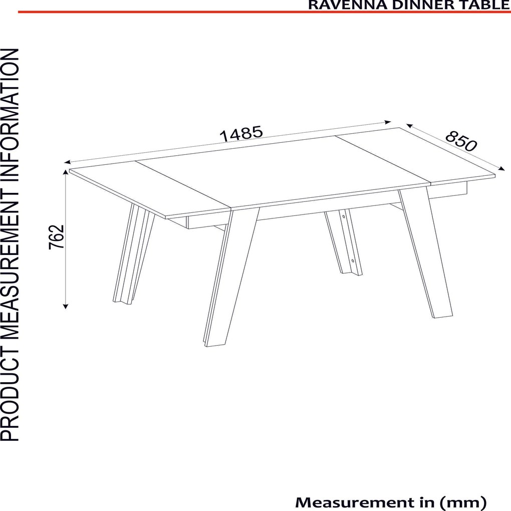 Mesa de Jantar "Ravenna" – 148.5x85x76.2 cm – Branco, Dourado e Preto