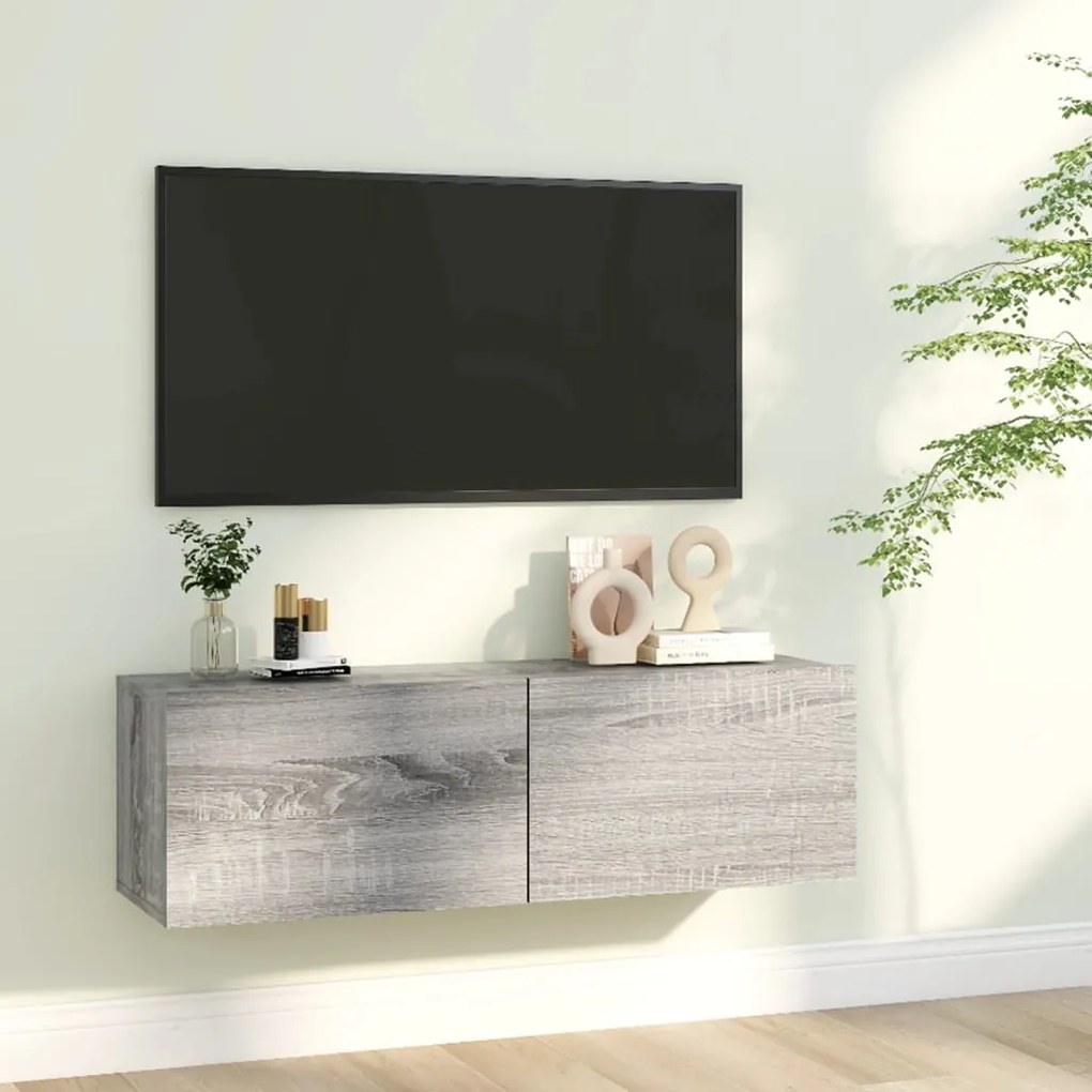 Móvel de TV Lude de Parede de 100cm - Cinzento - Design Moderno