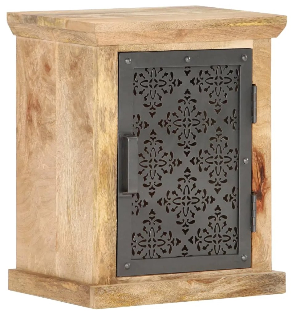 vidaXL Mesa de cabeceira c/ porta 40x30x50cm madeira mangueira maciça