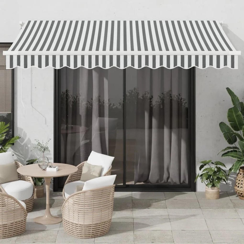 vidaXL Toldo retrátil automático com LED 350x250 cm antracite/branco