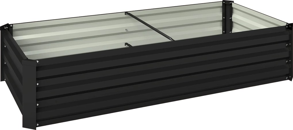 Outsunny Canteiro Retangular para Horta em Aço Galvanizado Borda de Segurança e Fundo Aberto 150x70x30 cm Cinza Escuro | Aosom Portugal