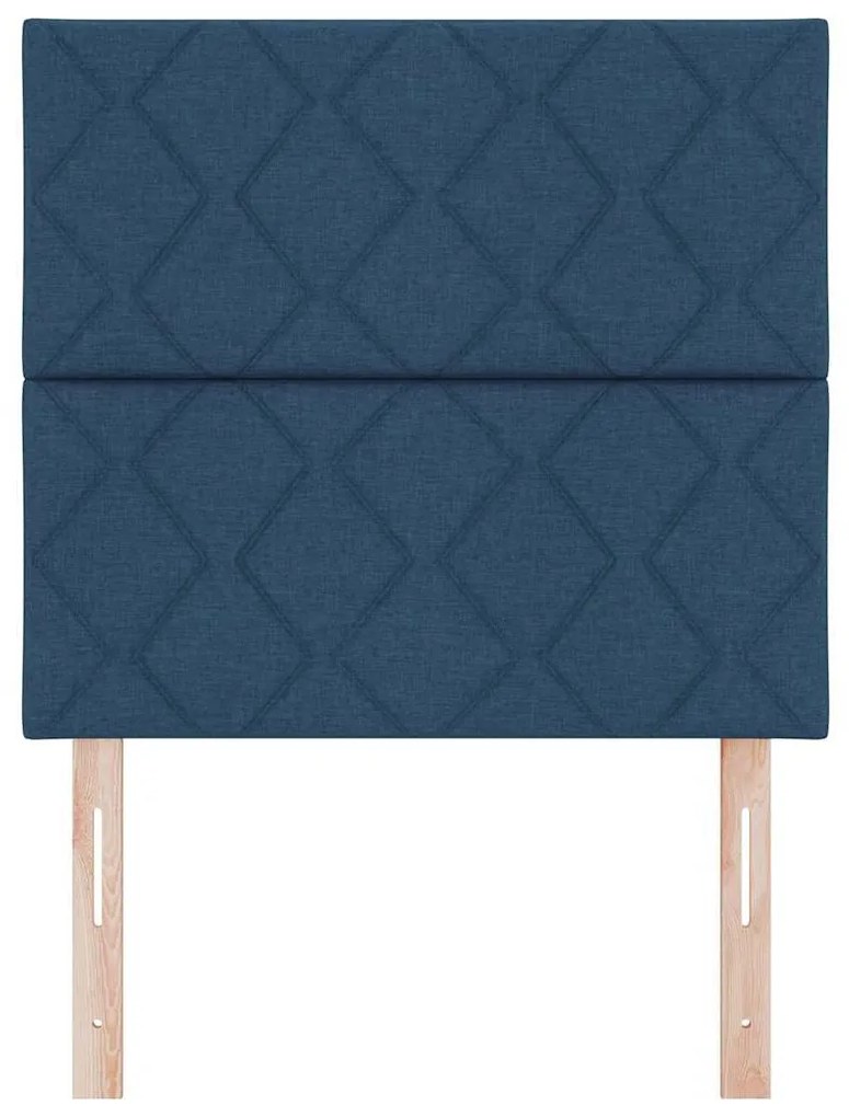 Cabeceira de LED vidaXL Design de Blocos de Diamante Azul 90 cm Tecido