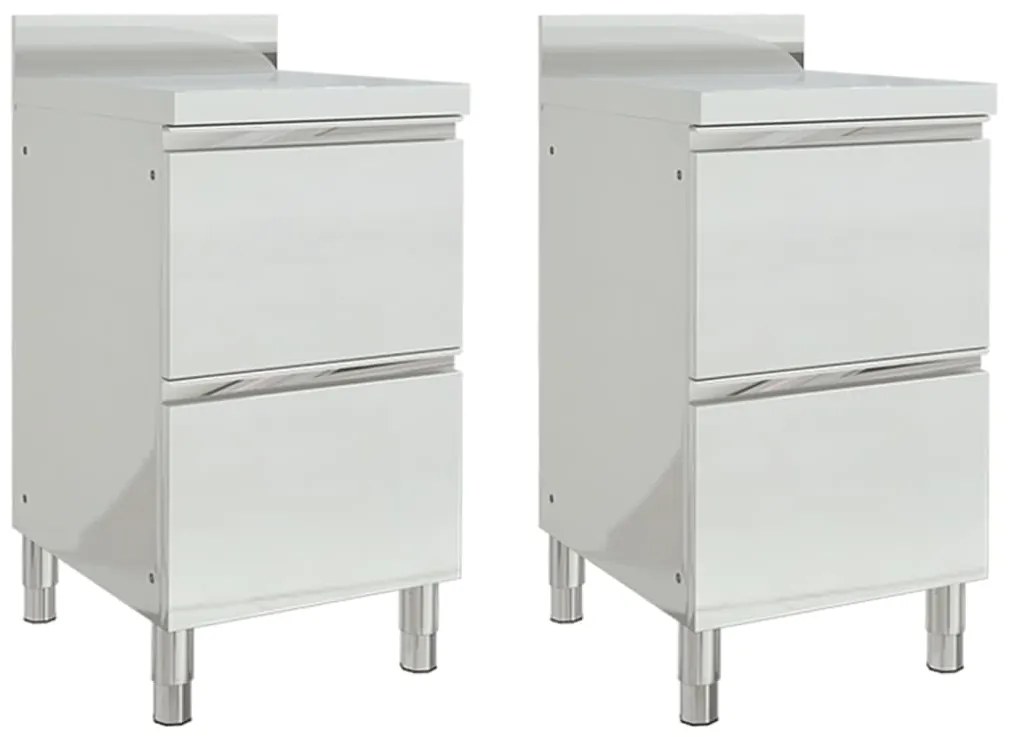 Armários p/ cozinha comercial c/ 2 gavetas 2 pcs aço inoxidável