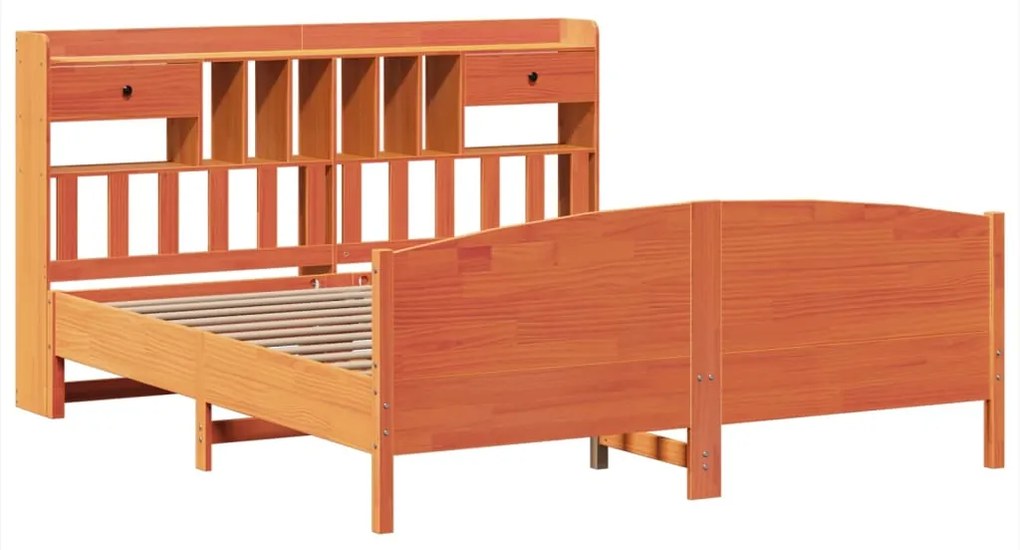 Cama com estante sem colchão 200x200 cm pinho maciço