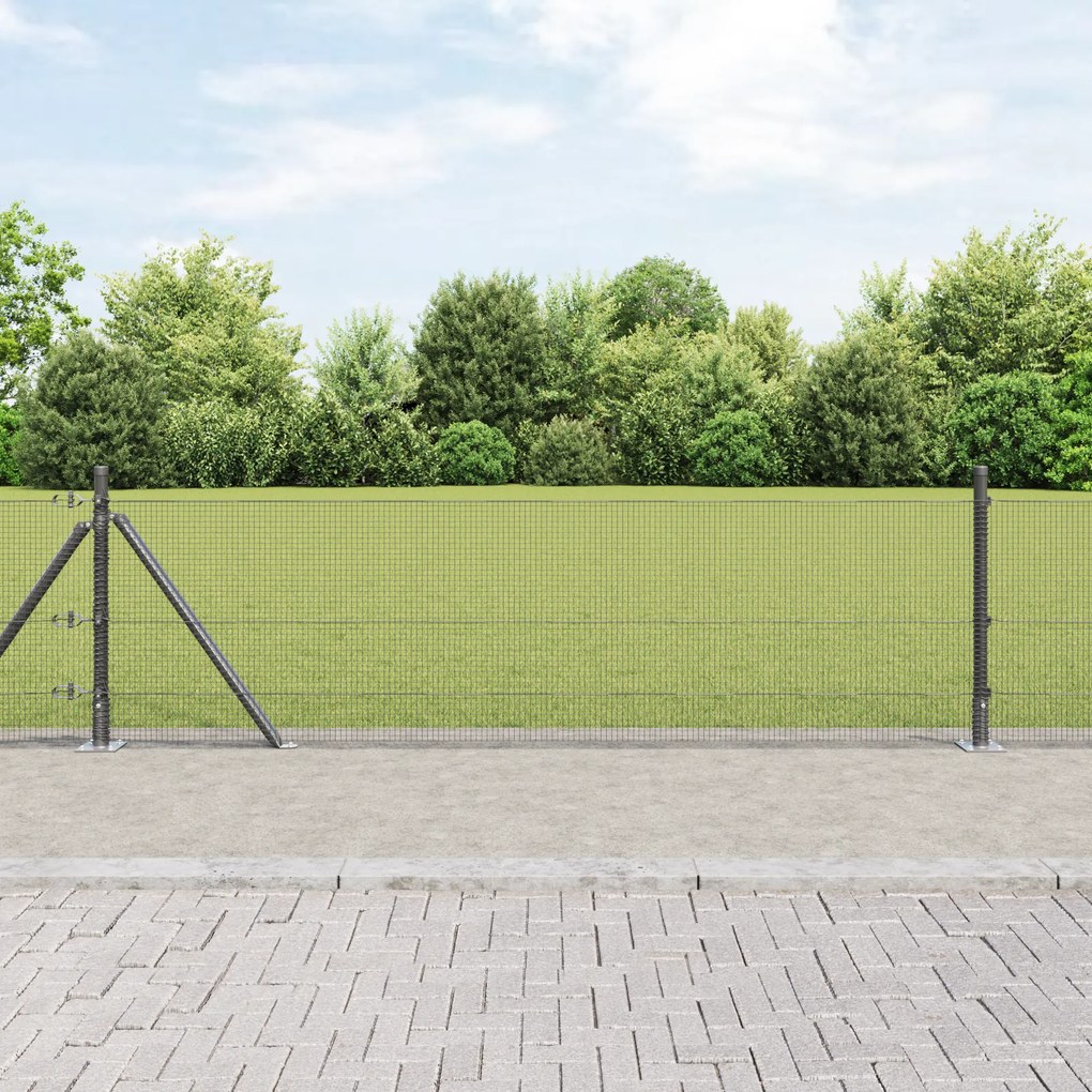 vidaXL Conjunto de Poste de Cerca Conjunto de 2 Cinza Aço 10 x 0.5 m