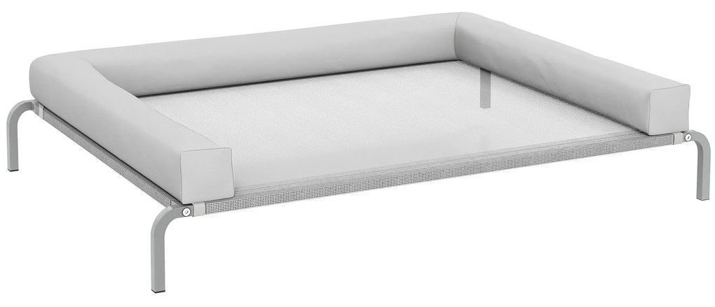 Cama Elevada para Cães com Latertais Amovíveis Cama Elevada para Cães Grandes Portátil com Malha Respirável 130x90x30 cm Cinza Claro