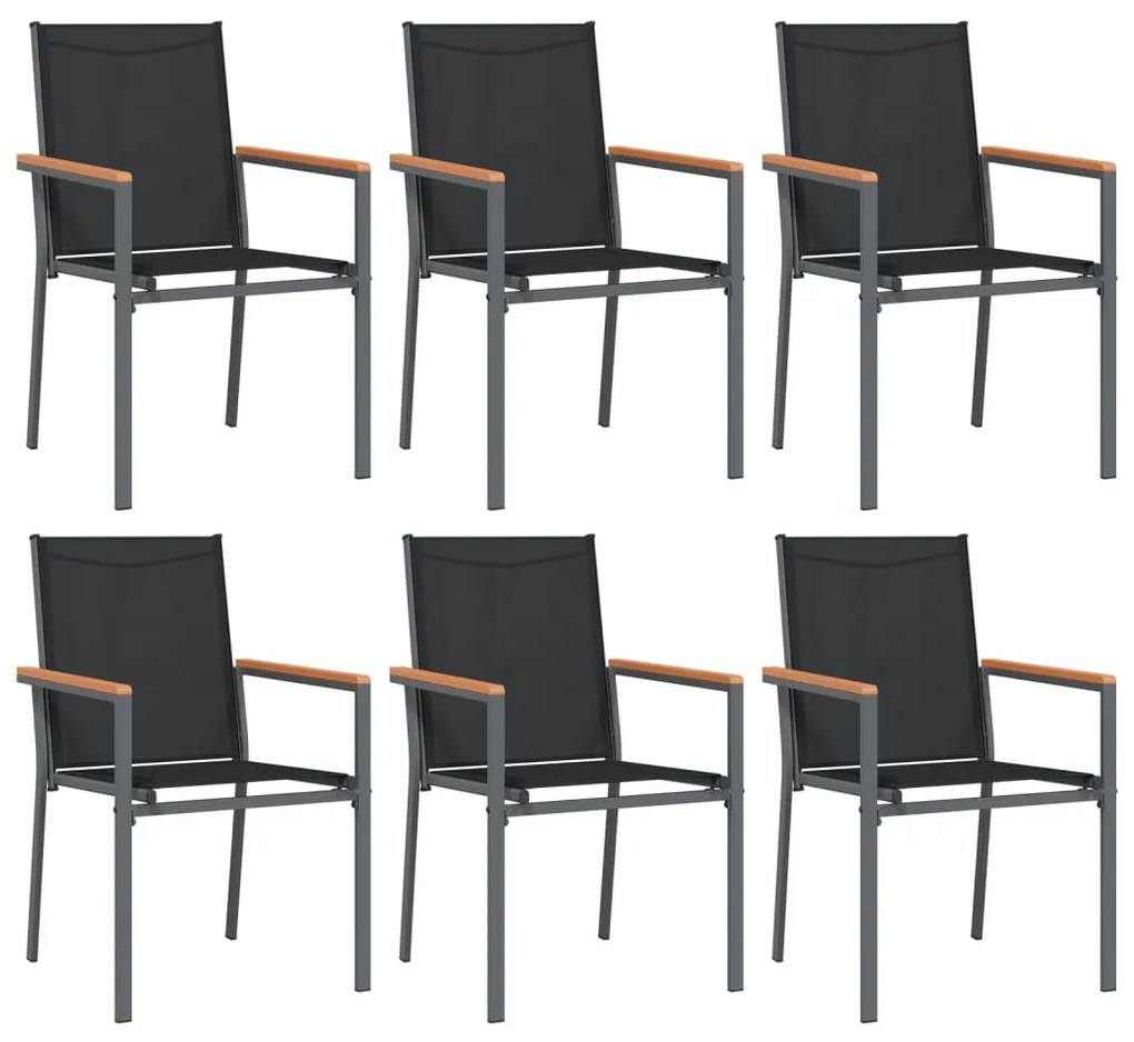 7 pcs conjunto de jantar para jardim textilene e aço preto