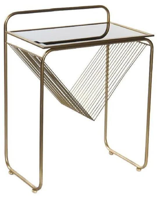 Mesa de apoio DKD Home Decor Cristal Preto Dourado Metal (48 x 30 x 63 cm)
