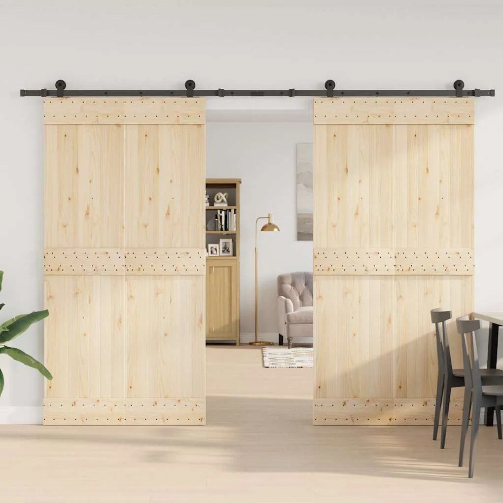 Kit de ferragens para porta deslizante 305 cm aço preto