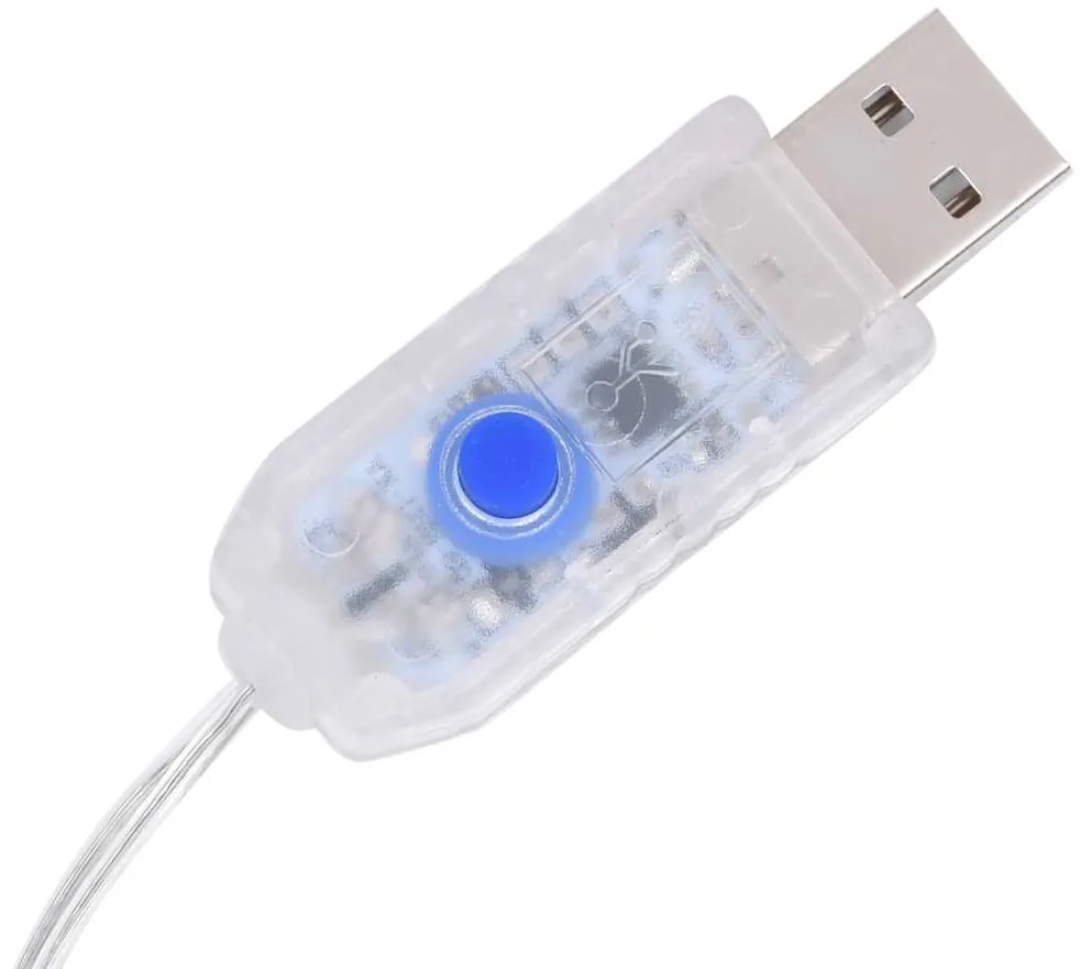 Cordão de luzes em globo 20 m 200 LED 8 funções branco frio