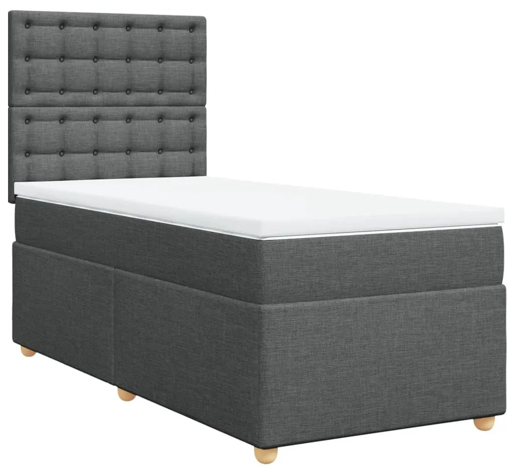 Cama com molas/colchão 90x190 cm tecido cinza-escuro