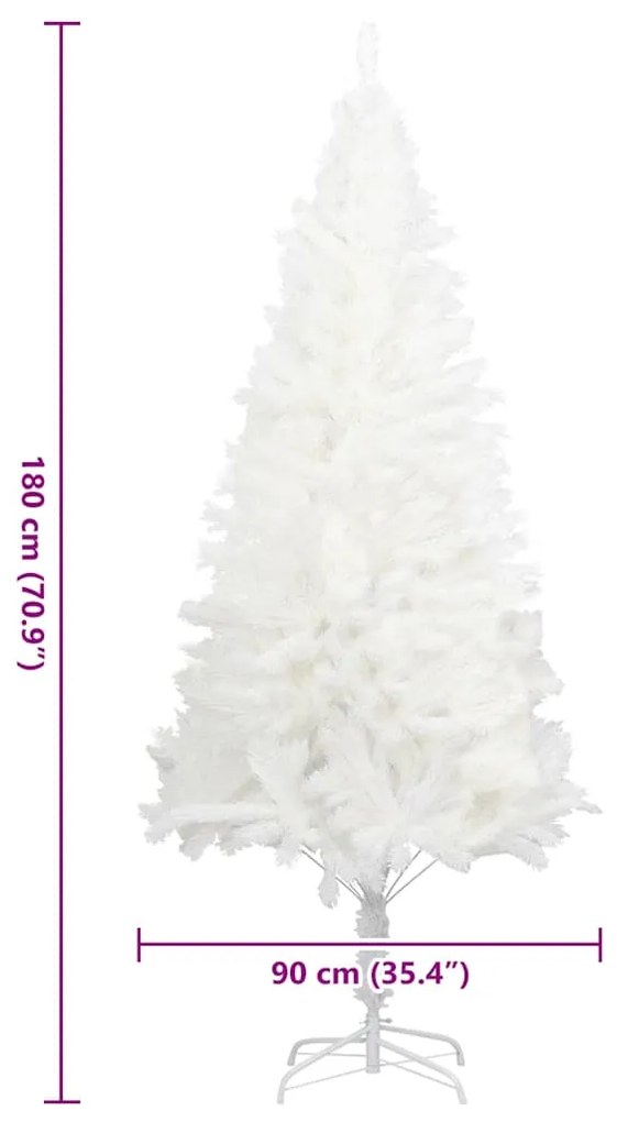 Árvore de Natal artificial agulhas realistas 180 cm branco