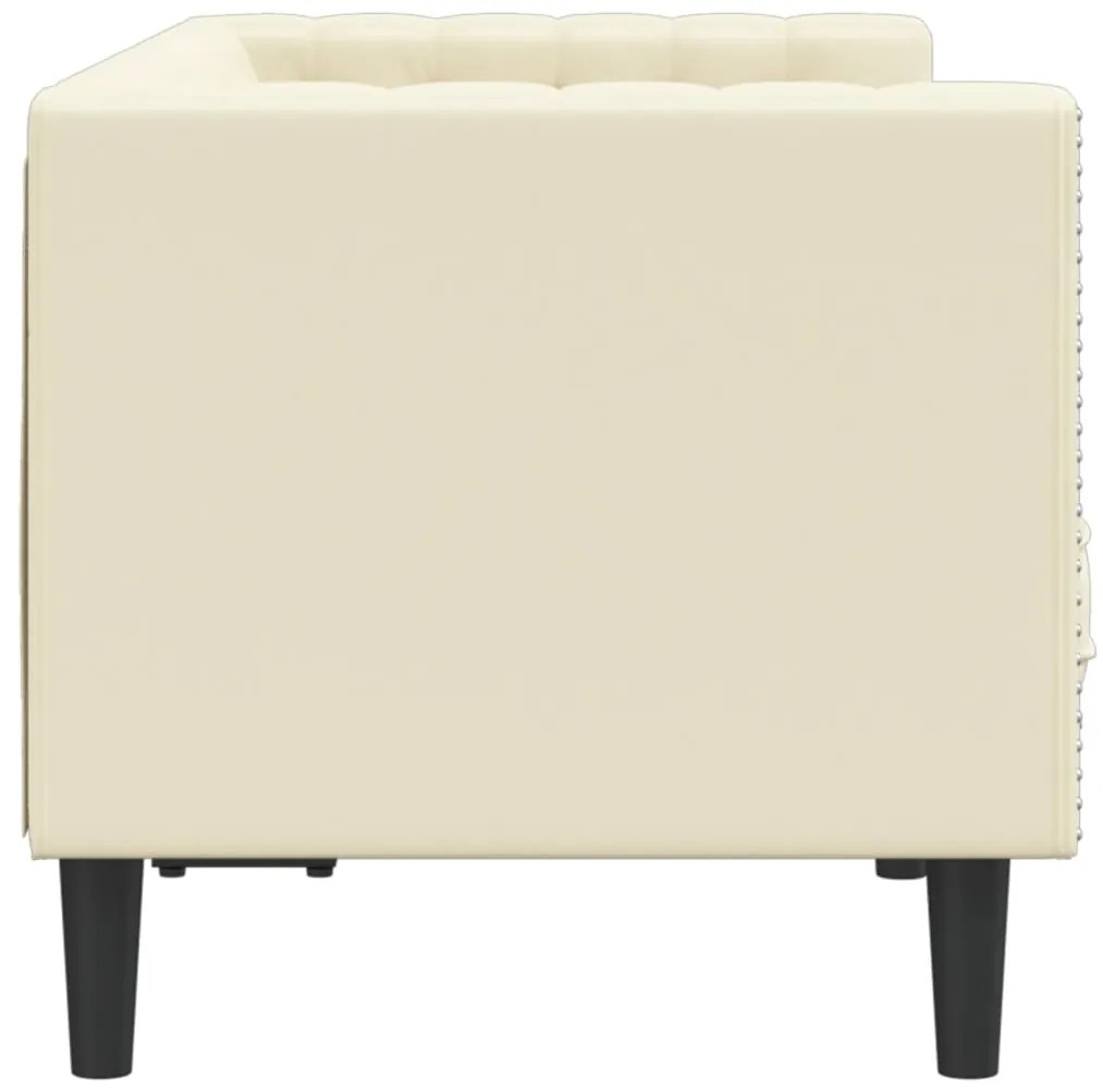 Sofá chesterfield 2 lugares couro artificial creme