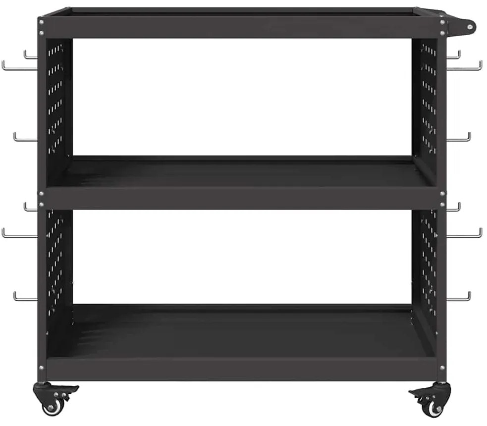Carro de Ferramentas com prateleira com roda Preto 75 x 35 x 73 cm Met