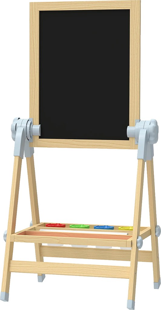 AIYAPLAY Cavalete Infantil com Altura e Ângulo Ajustáveis Dupla Face Quadro Branco Magnético e de Giz  48,5x46,5x70-97 cm Madeira | Aosom Portugal