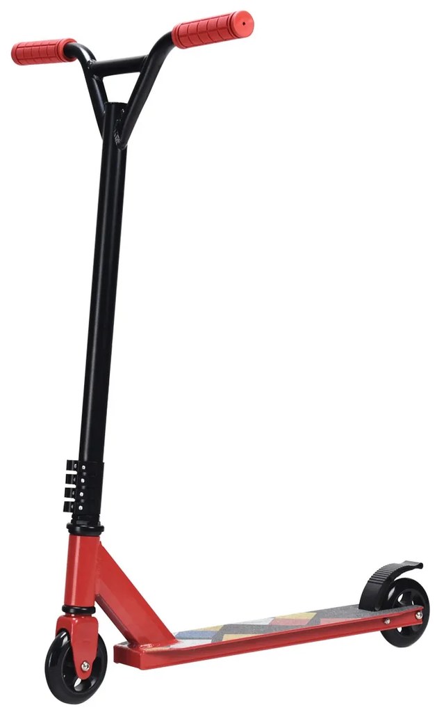 Trotinete 2-Rodas com Travão para Adolescentes Adultos Skate com Carga de 100kg 68 x 47,5 x 82 cm Vermelho