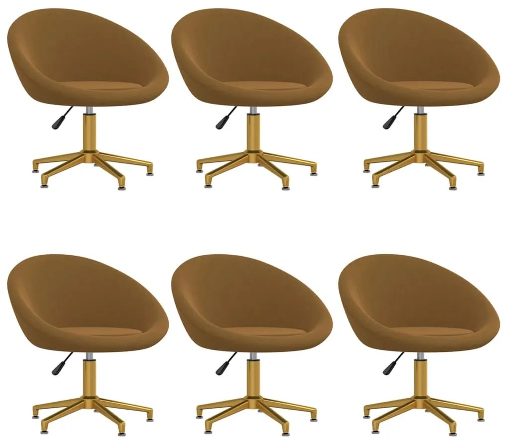 vidaXL Cadeiras de jantar 6 pcs veludo castanho