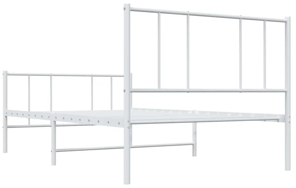 Estrutura de cama com cabeceira e pés 75x190 cm metal branco