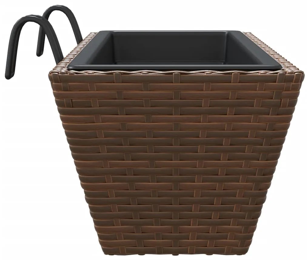 Canteiros com ganchos 2 pcs vime PE castanho