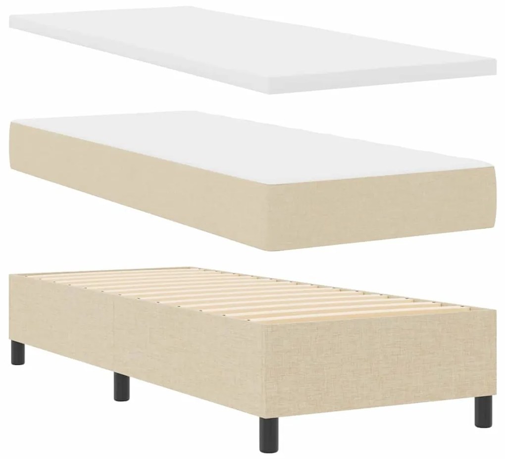 Cama Box Spring com Colchão Bege 80x200 cm Tecido