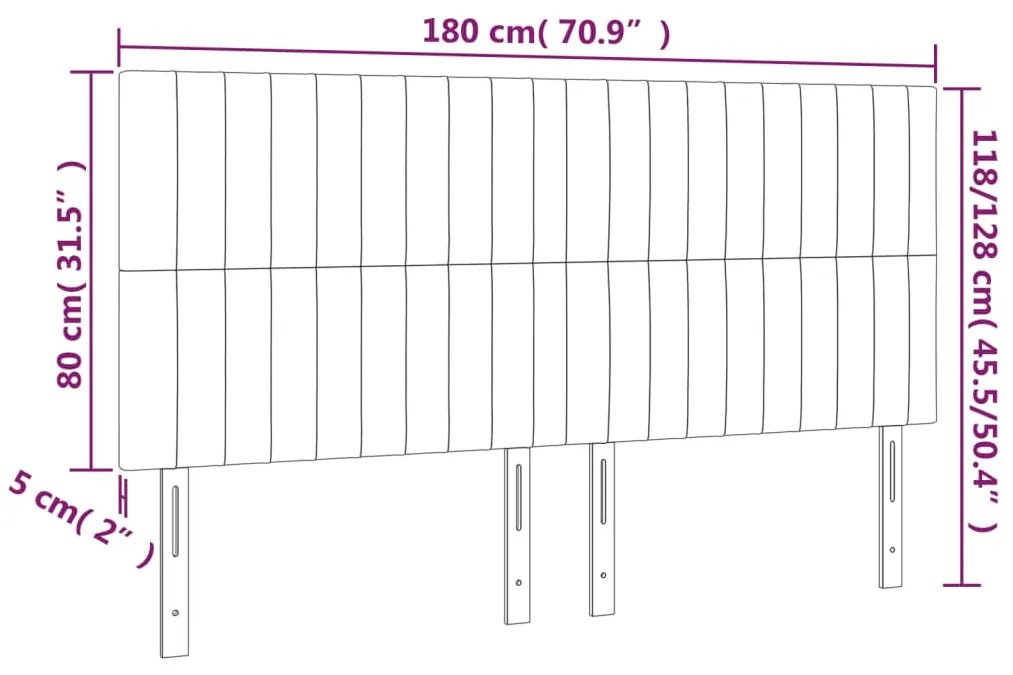 Cabeceira de cama c/ luzes LED veludo 180x5x118/128 cm preto