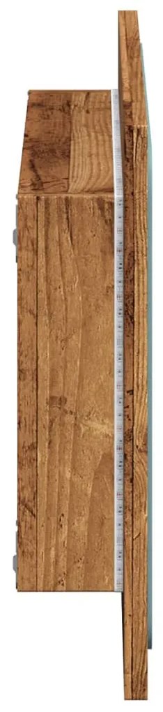 Espelho de casa de banho c/ luz LED 60x8,5x38 cm madeira velha