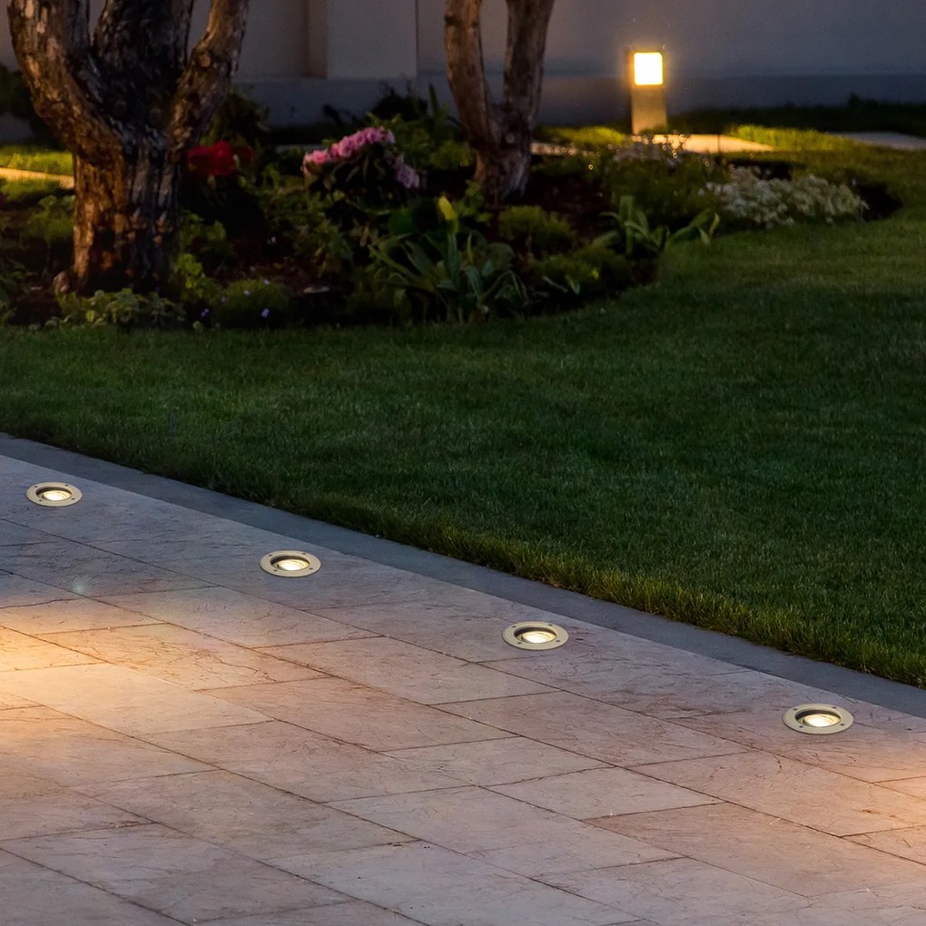 Foco de chão moderno bege GU10 50mm ajustável IP65 - Delux