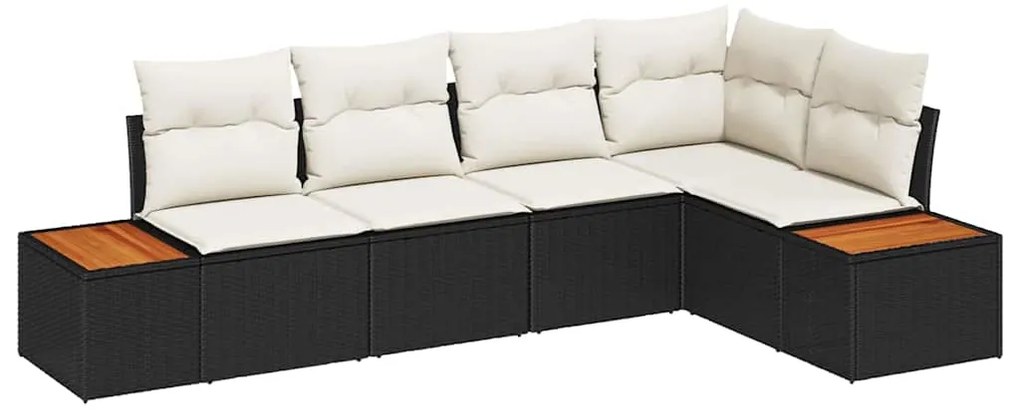 Conjunto de Sofá de Jardim com 5 Peças e Almofadas - Rattan Poliéster
