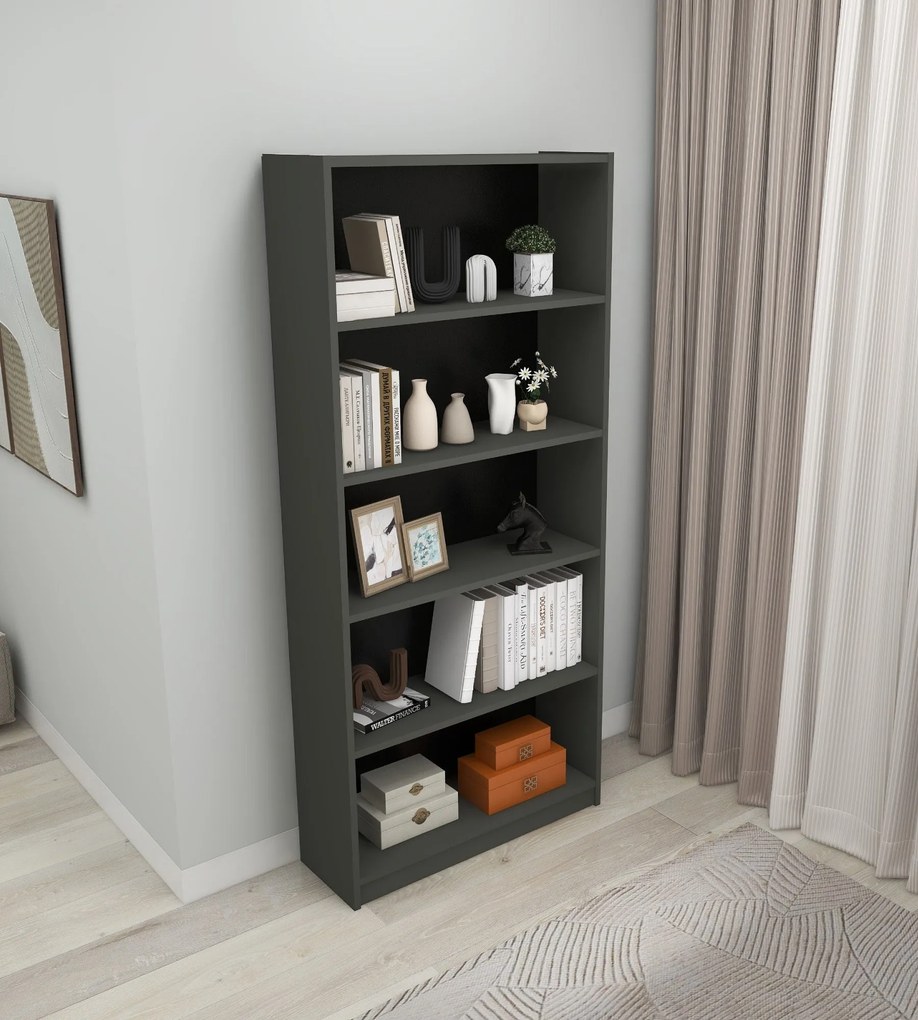 Estante Manolya – Cinzento Escuro – 80 cm x 180 cm x 28 cm